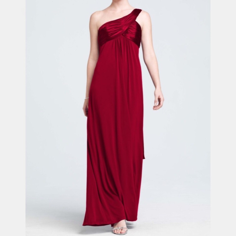 One-Shoulder long Jersey Dress with Cascade Back
